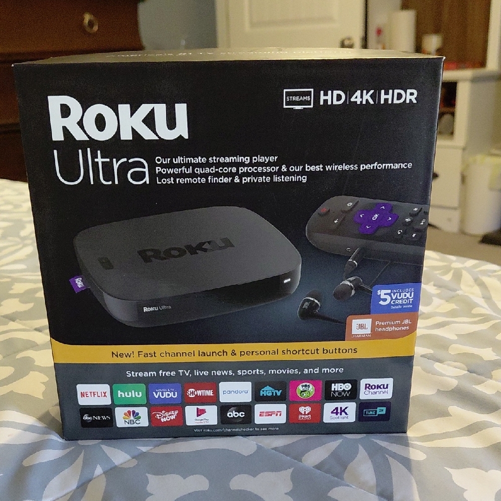 Roku Ultra Streaming Device with Black and Purple Remote